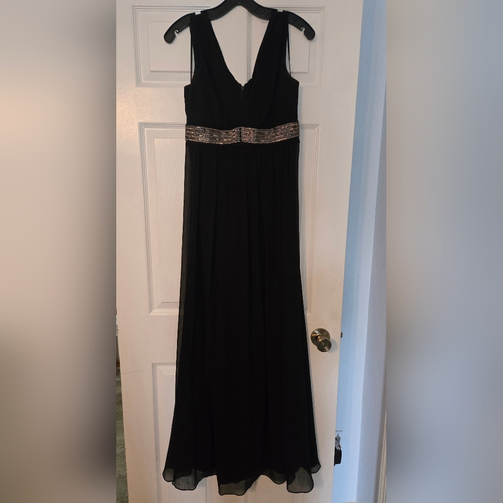 Max & Cleo Black Evening Dress with Silver Accents